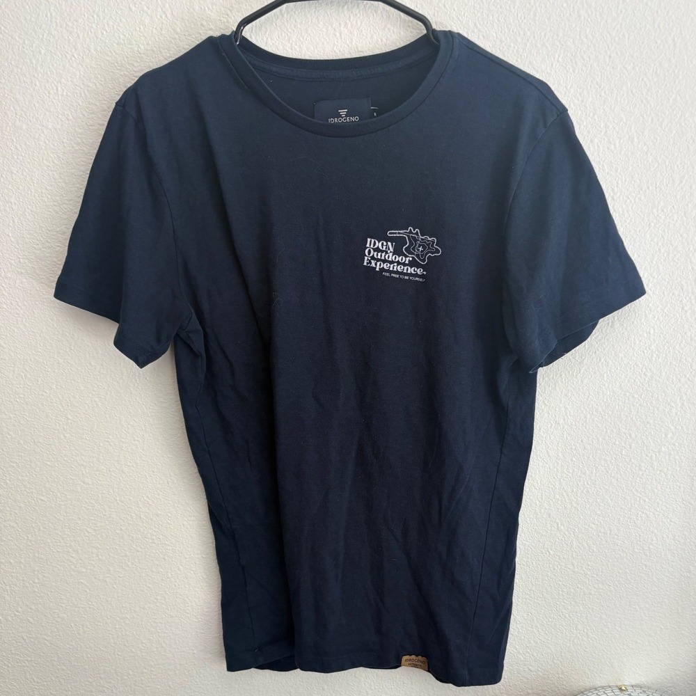 Idrogeno Mens Navy Blue Topographic Map Graphic T-Shirt Size M Outdoor
